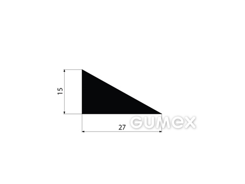 Pryžový profil trojúhelníkový, 15x27mm, 50°ShA, EPDM, -40°C/+100°C, černý